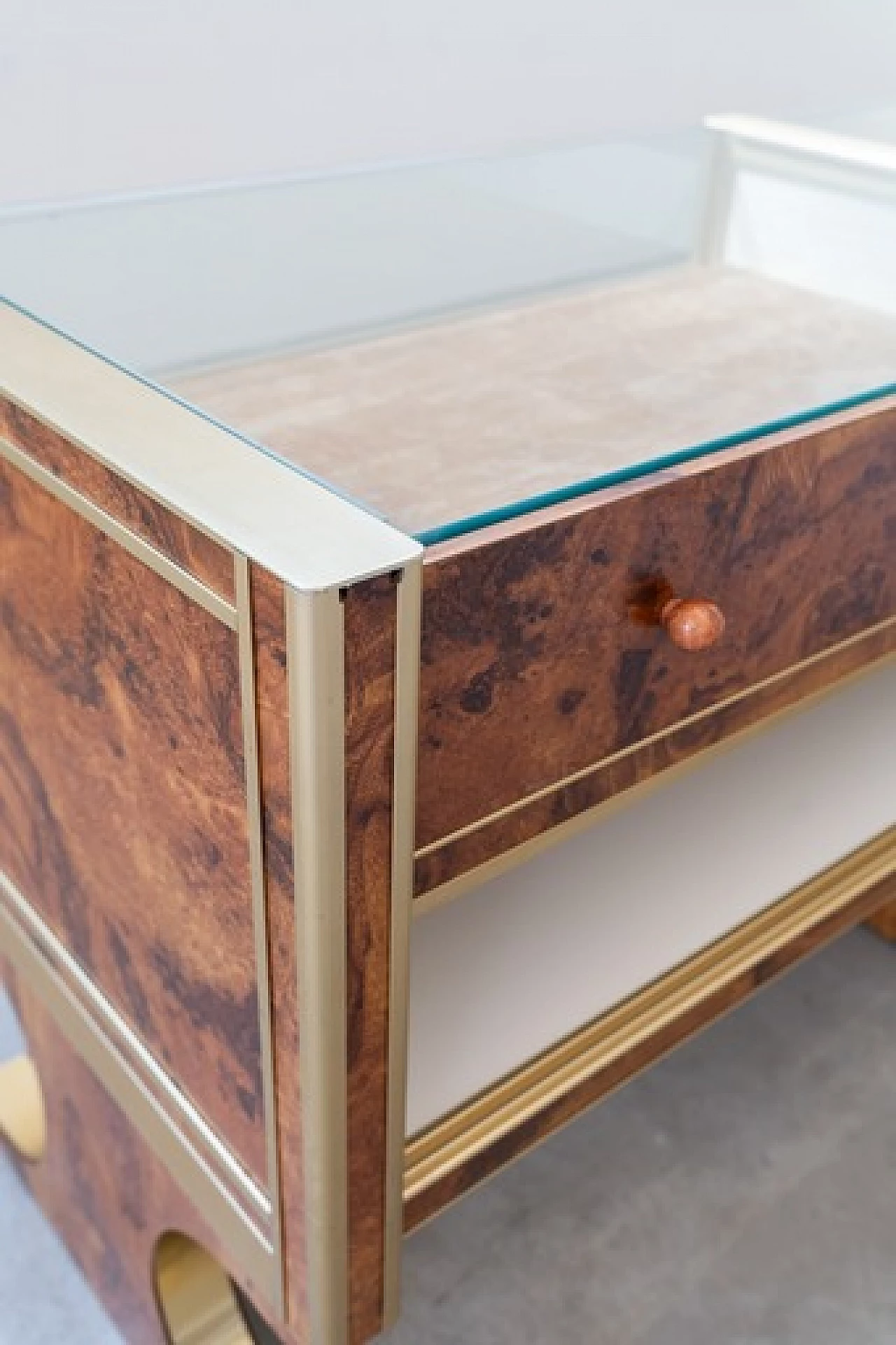 Briar-root, glass and gilded aluminum display counter, 1970s 13