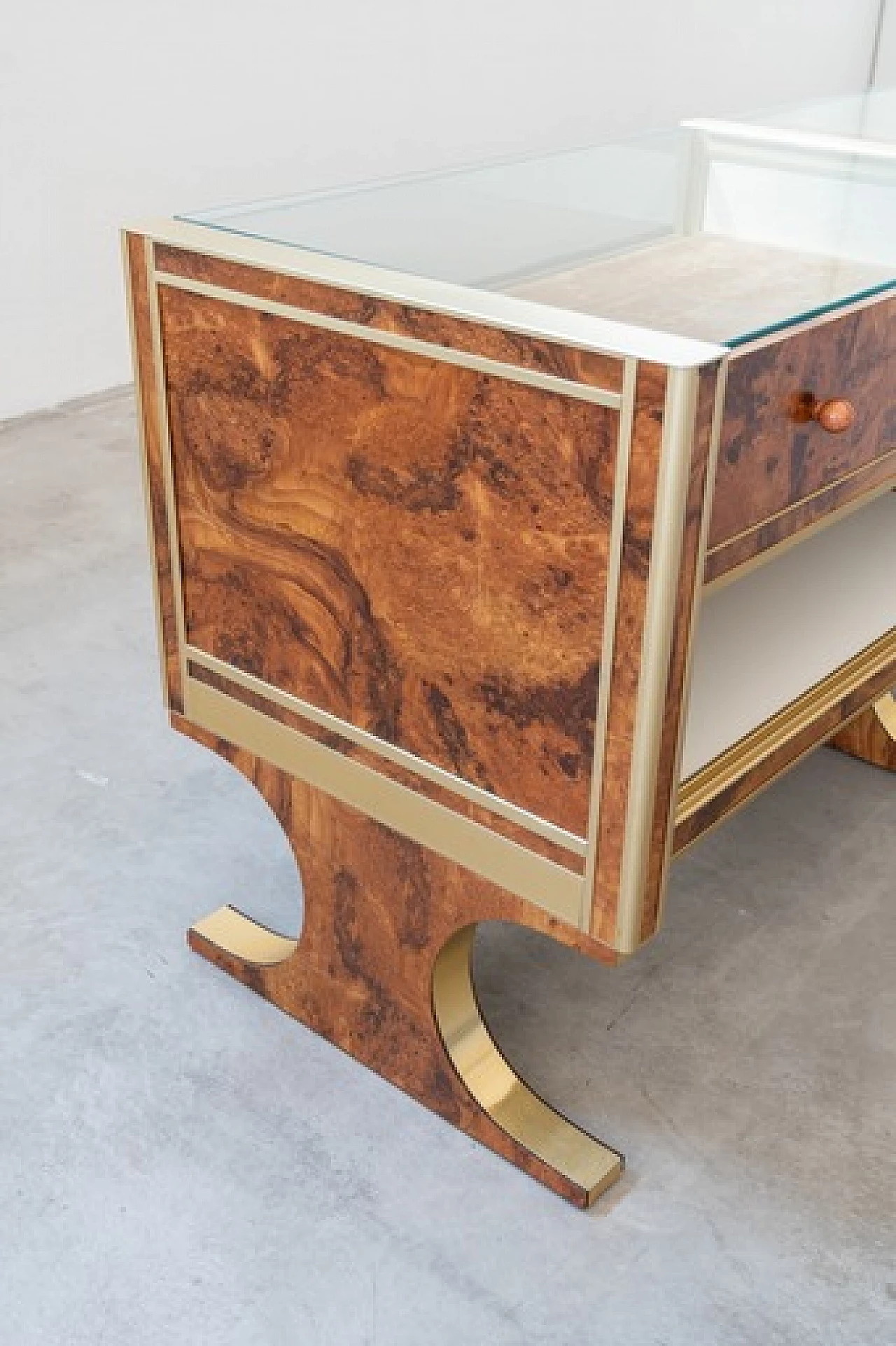 Briar-root, glass and gilded aluminum display counter, 1970s 14