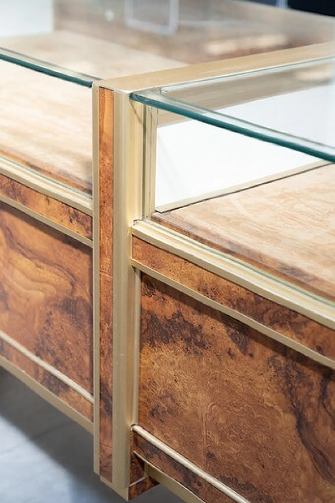 Briar-root, glass and gilded aluminum display counter, 1970s 19