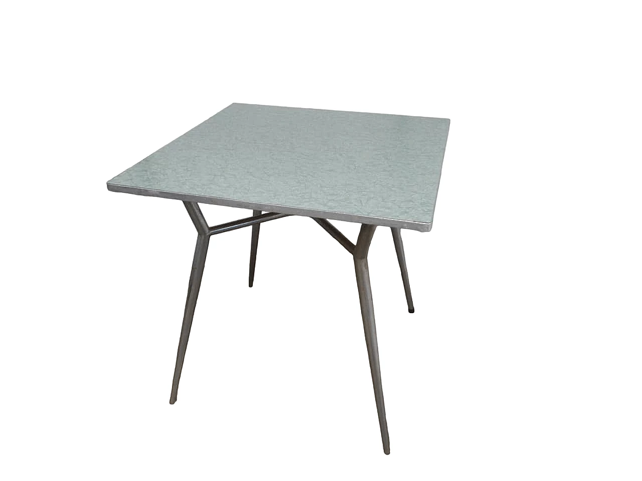 Square green formica and metal coffee table, 1950s 13