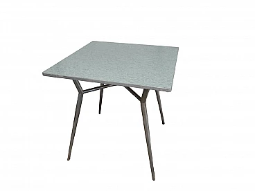 Square green formica and metal coffee table, 1950s