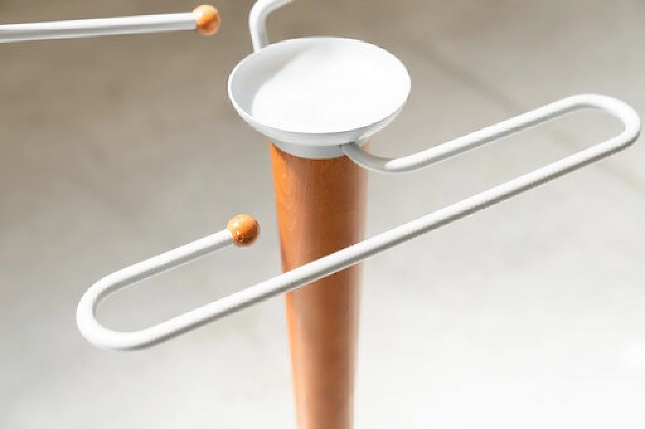 Cherry wood and white iron coat rack by Calligaris, 1990s 2