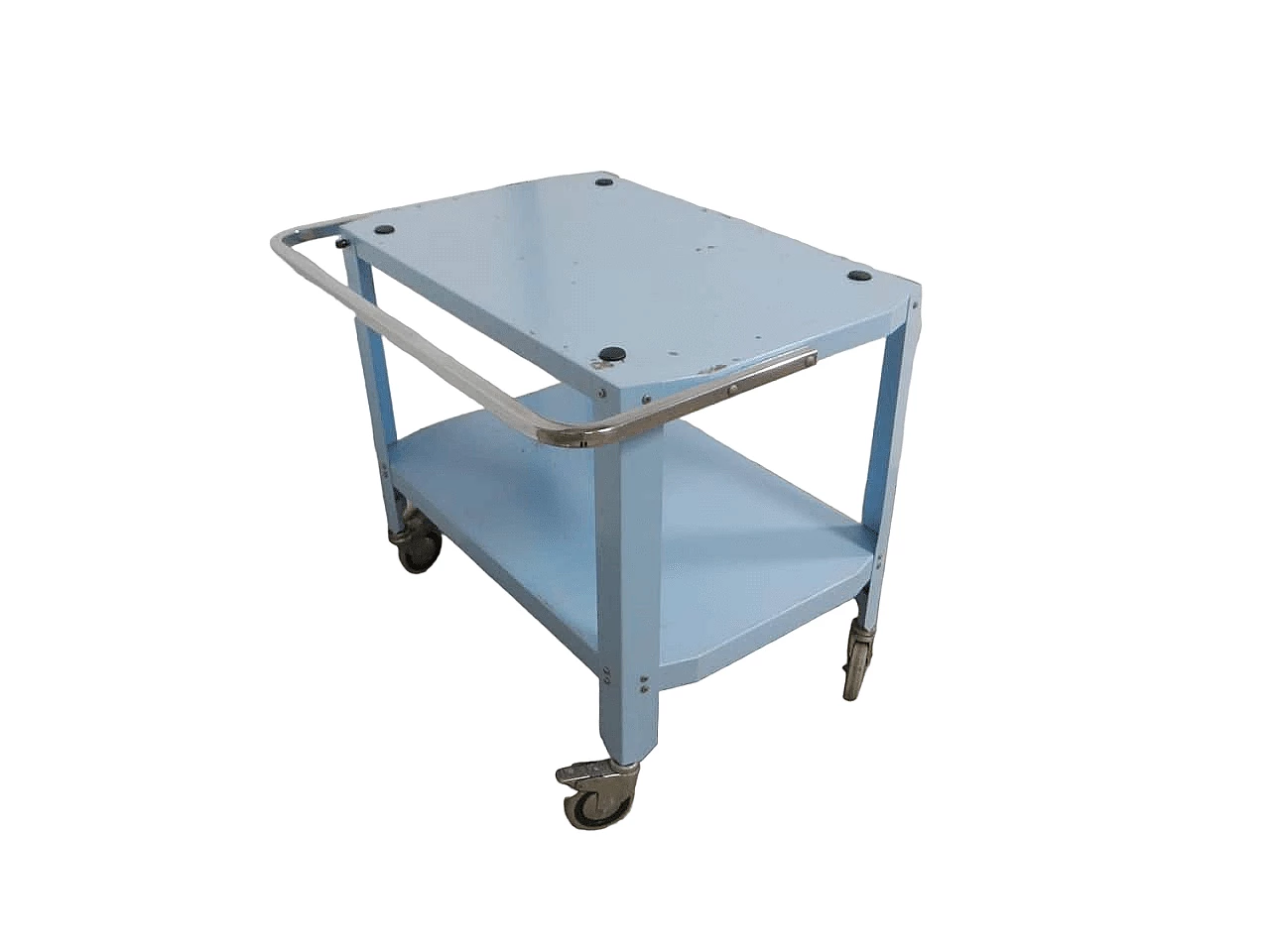 Light blue and chromed metal bar cart, 1970s 12