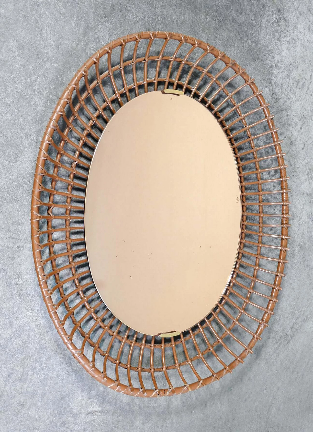 Specchio da parete in bambù di Santambrogio & De Berti, anni '60 1