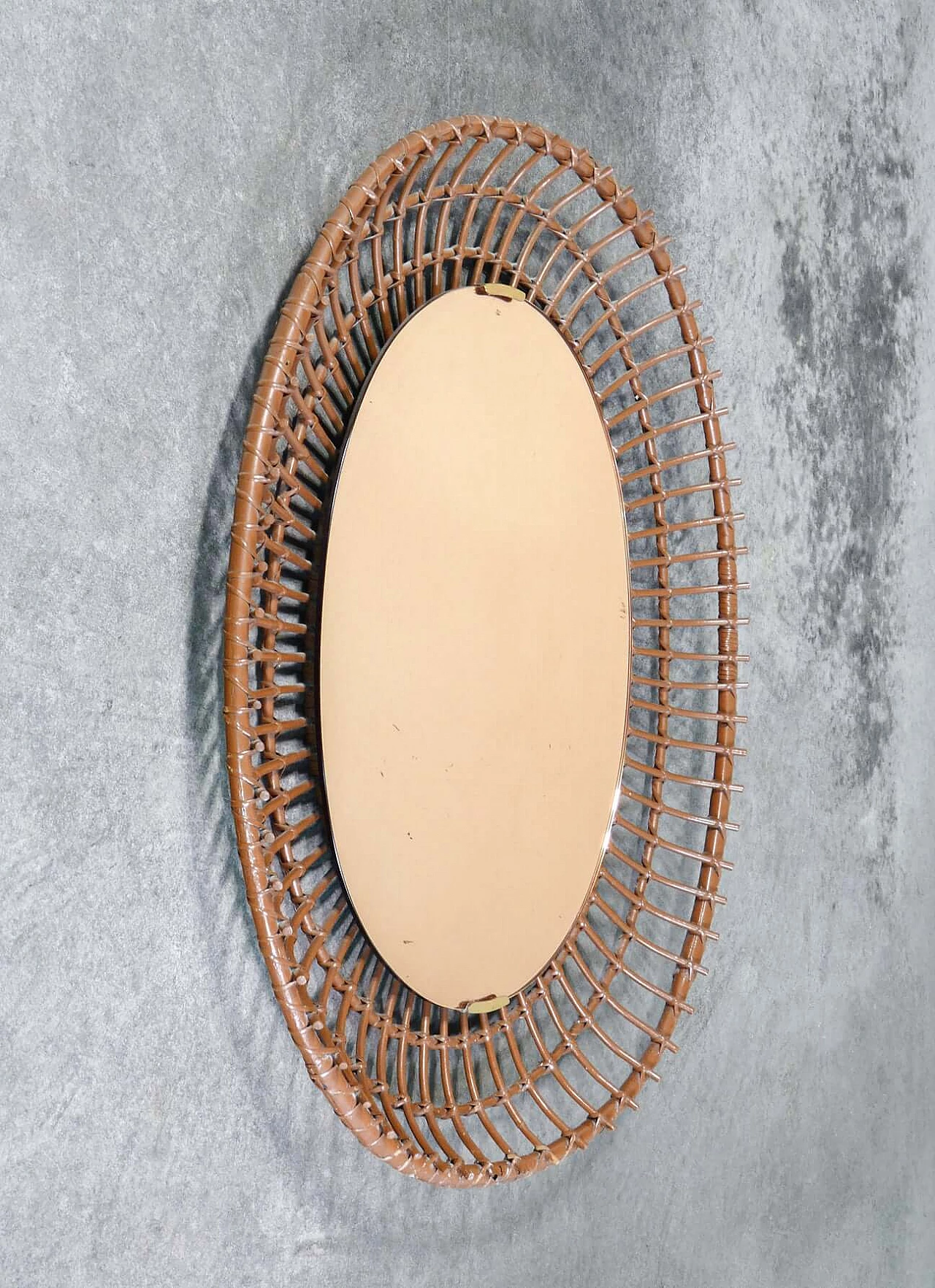 Specchio da parete in bambù di Santambrogio & De Berti, anni '60 2