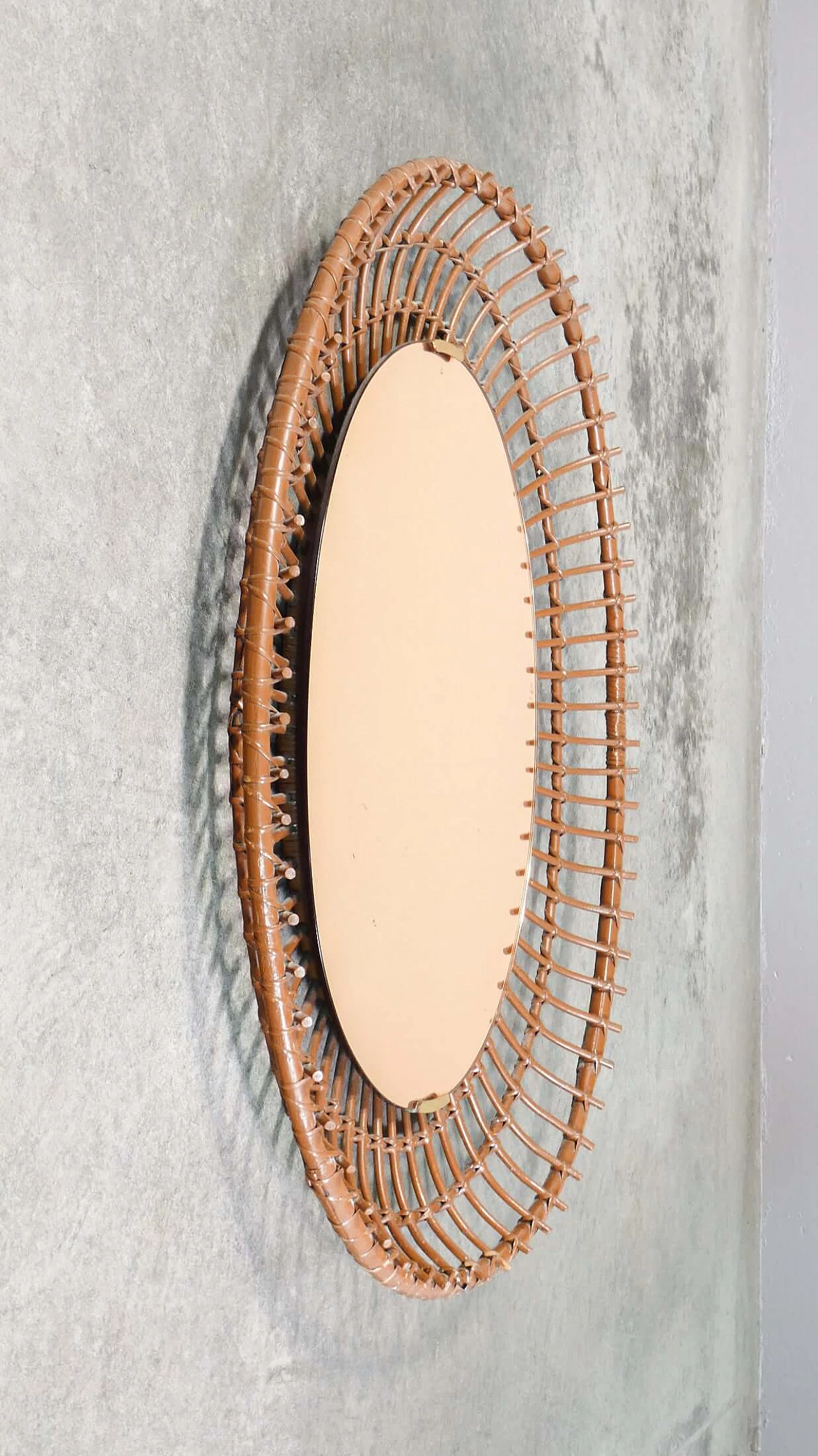 Bamboo wall mirror by Santambrogio & De Berti, 1960s 3