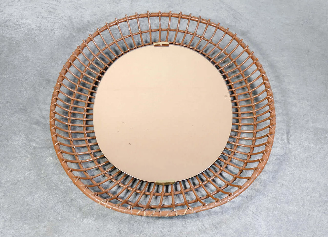 Specchio da parete in bambù di Santambrogio & De Berti, anni '60 4