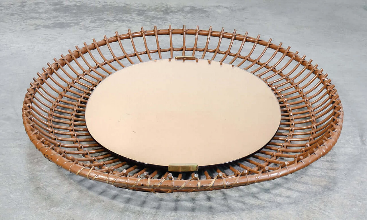 Specchio da parete in bambù di Santambrogio & De Berti, anni '60 5