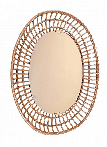 Bamboo wall mirror by Santambrogio & De Berti, 1960s