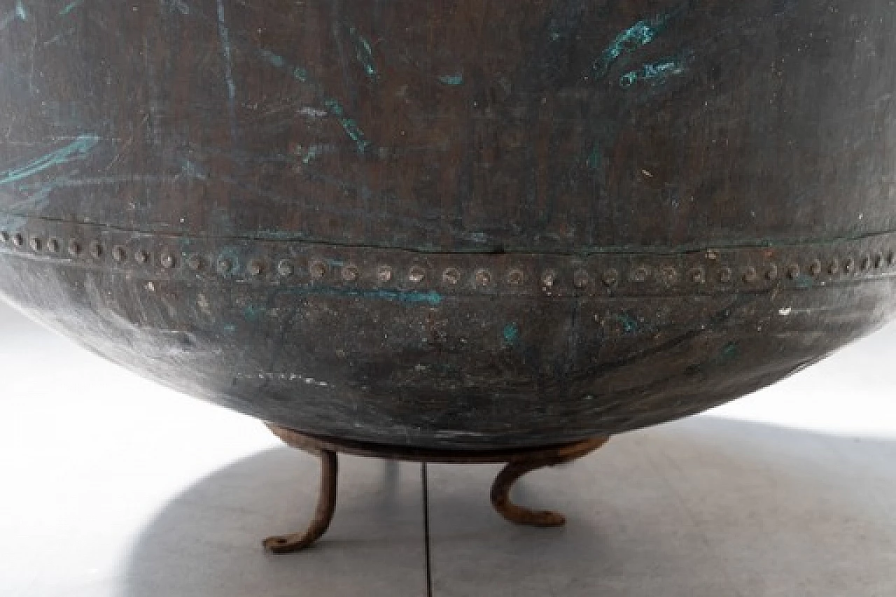 Copper cauldron with iron base, 19th century 12