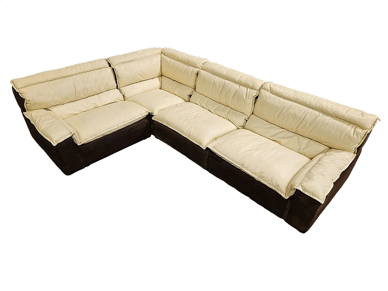 Leather and suede modular corner sofa, 1970s 31