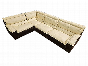 Leather and suede modular corner sofa, 1970s