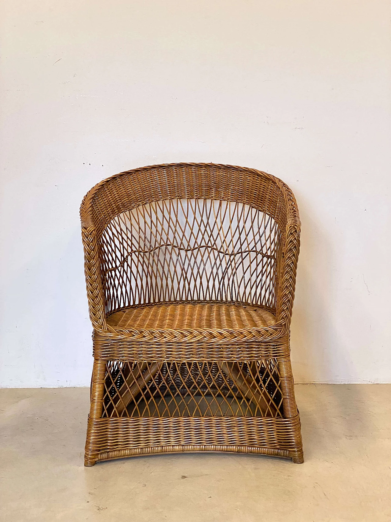4 Armchairs and sofa in wicker and bamboo, 1970s 5