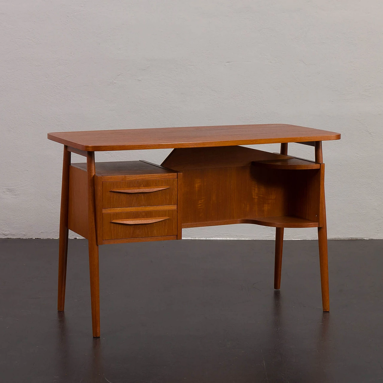 Danish teak desk by Gunnar Nielsen for Tibergaard, 1960s 1