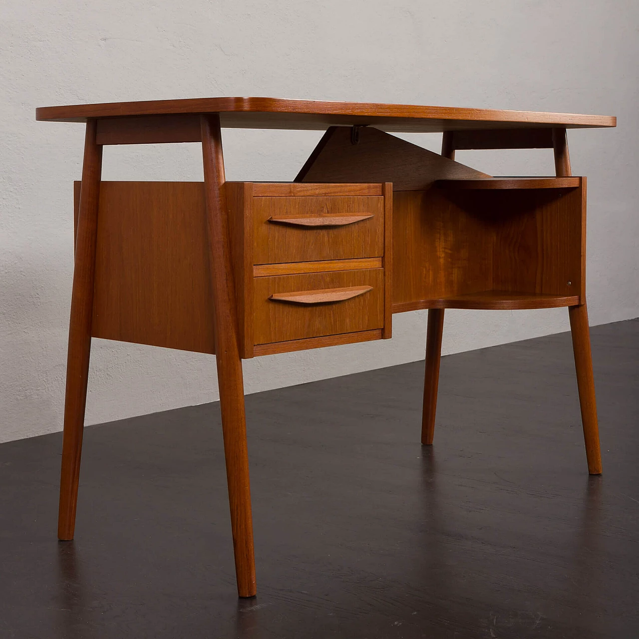 Danish teak desk by Gunnar Nielsen for Tibergaard, 1960s 16