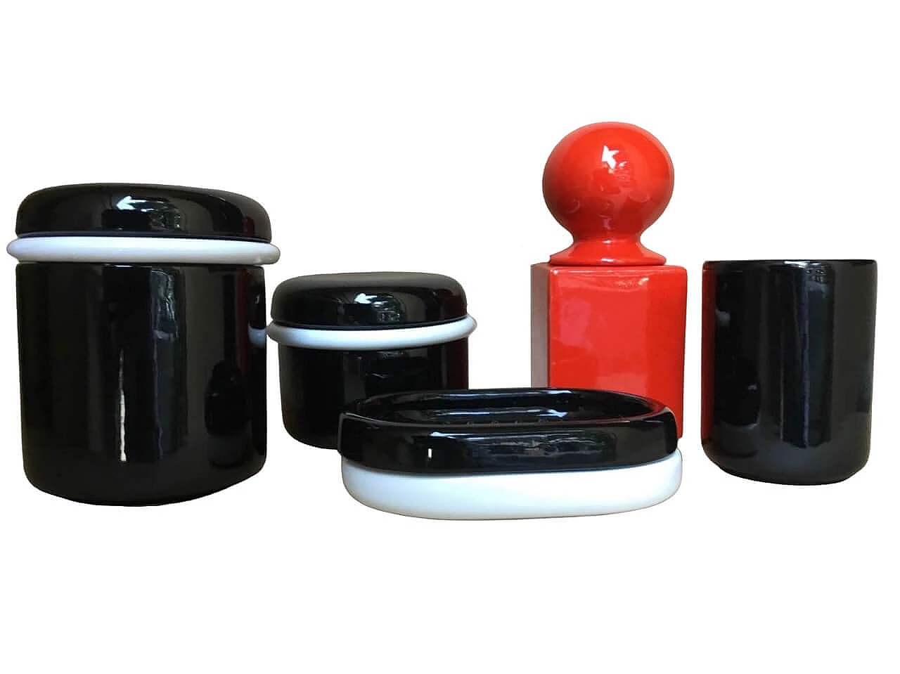 5 Ceramic bathroom accessories by Pino Spagnolo for Sicart, 1970s 8