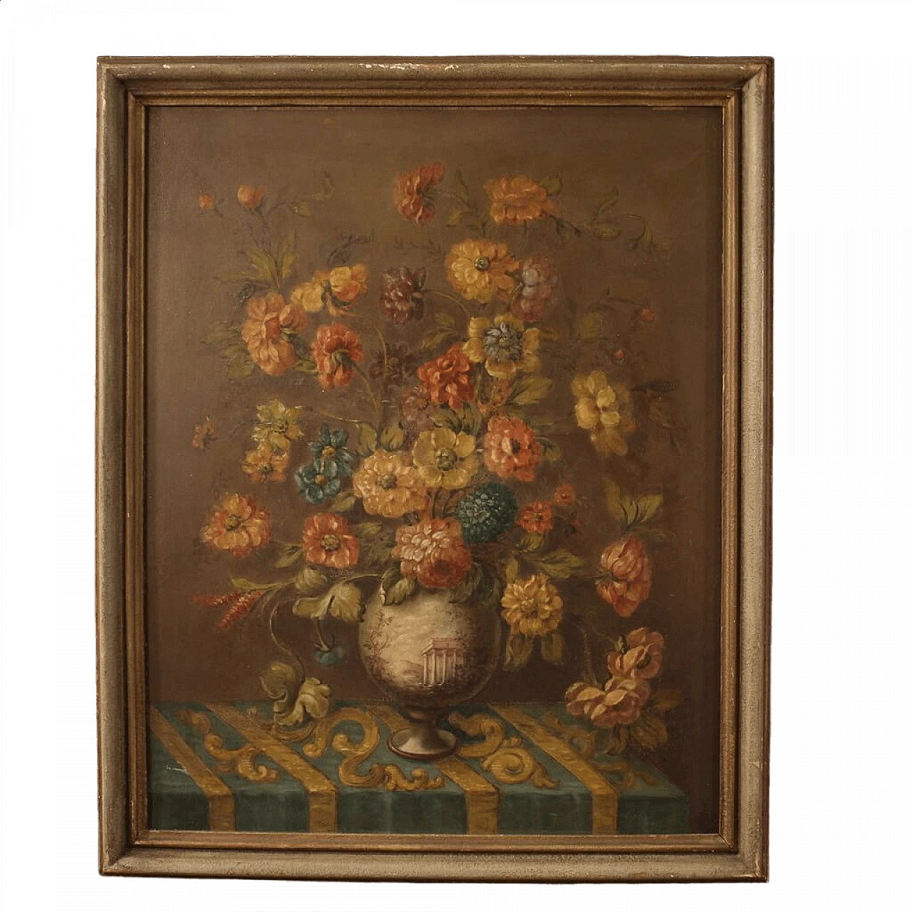 Natura morta con vaso di fiori, dipinto a olio su masonite 15