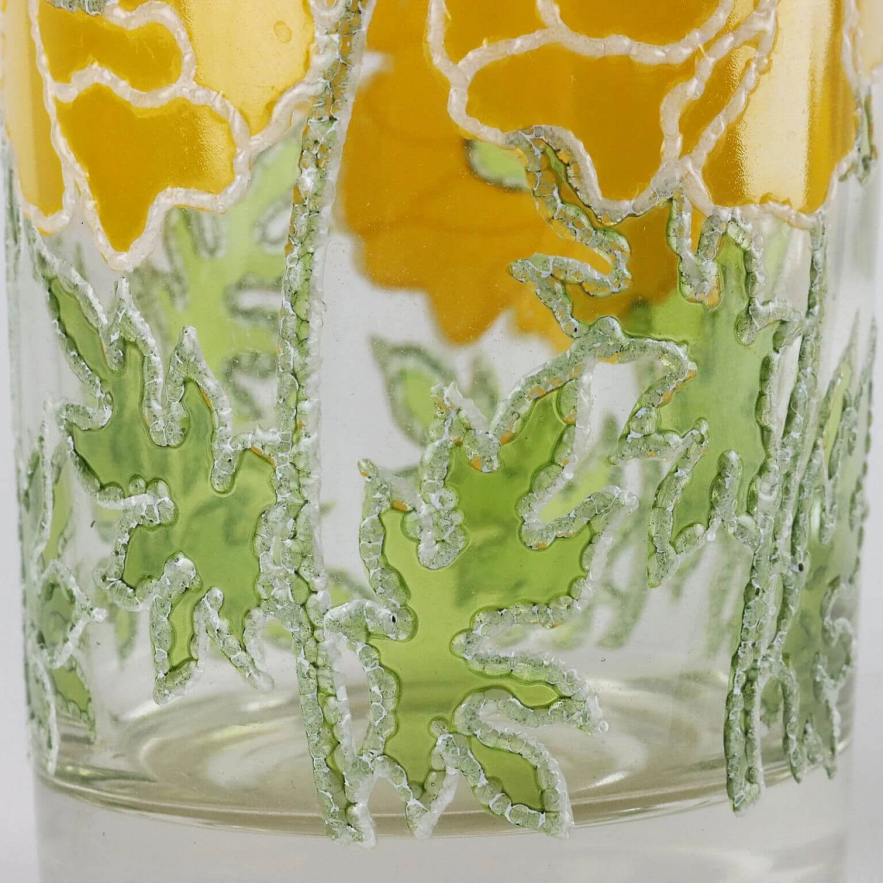 12 Glass tumblers with yellow flowers by Georges Briard 7