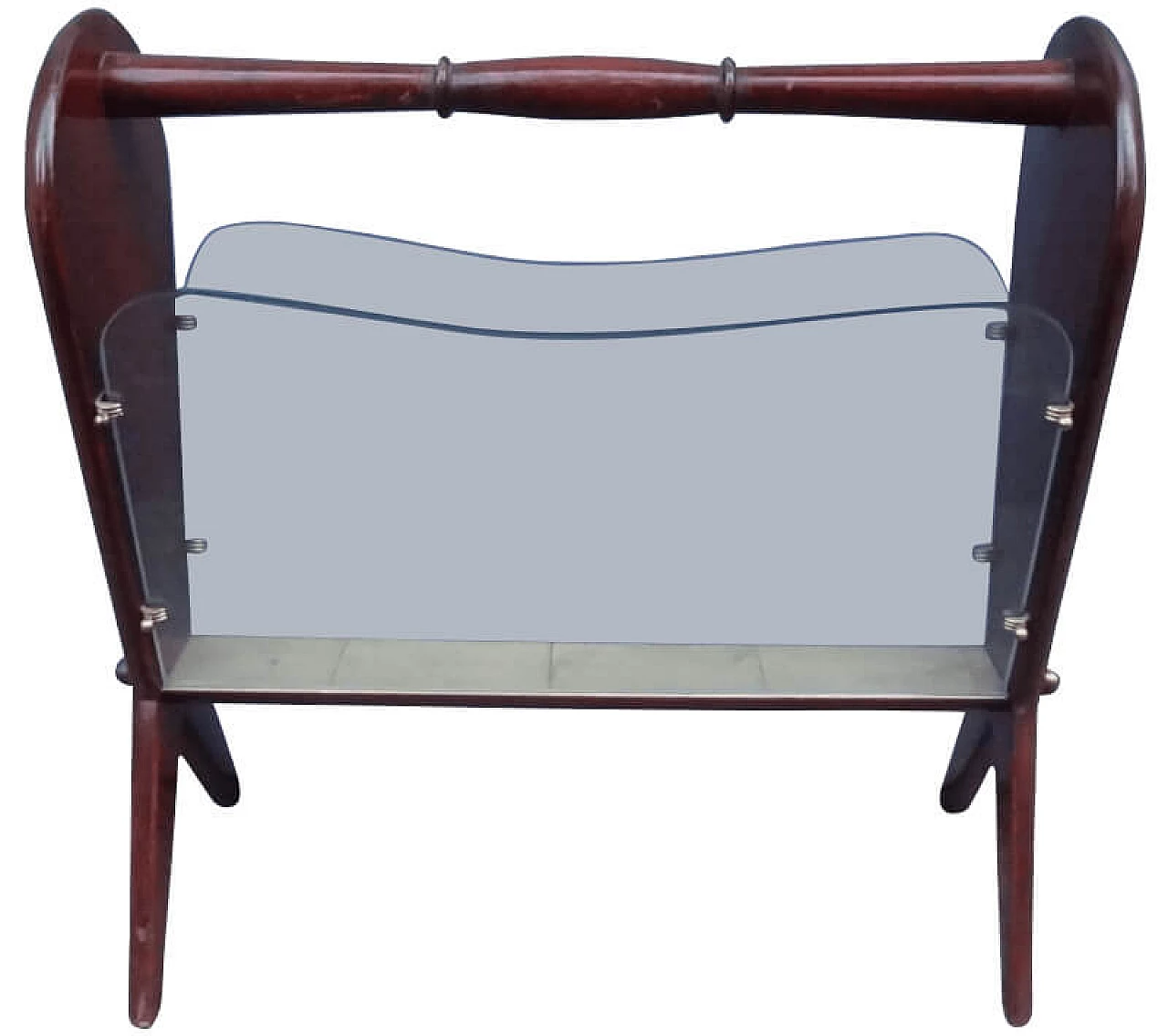 Wood, crystal and parchment magazine rack attributed to Paolo Buffa, 1960s 6