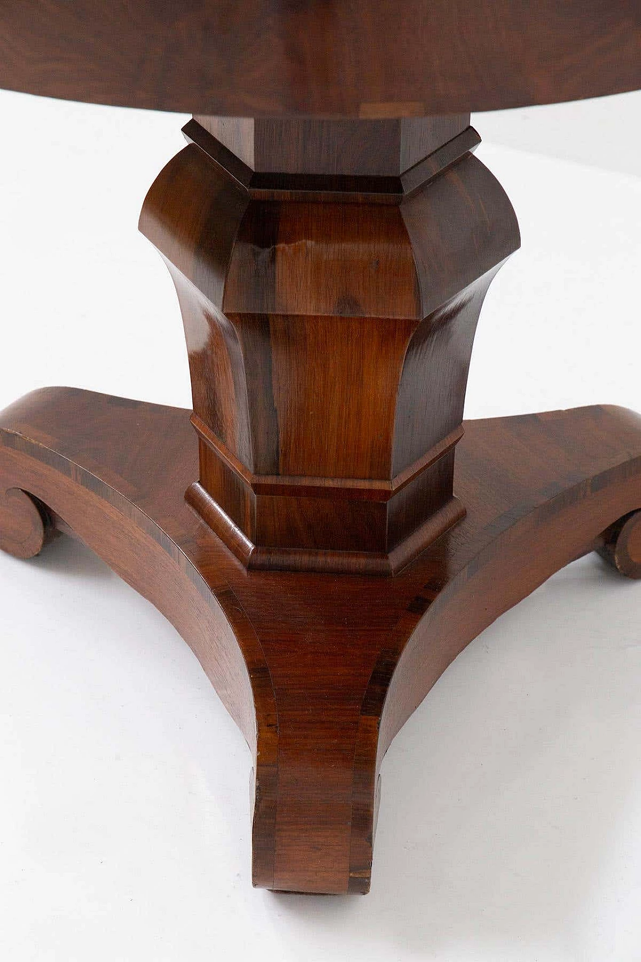 Round wooden table with inlaid top, 19th century 4