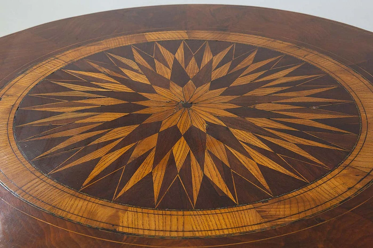 Round wooden table with inlaid top, 19th century 6