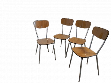 4 Brown formica chairs with metal frame, 1950s
