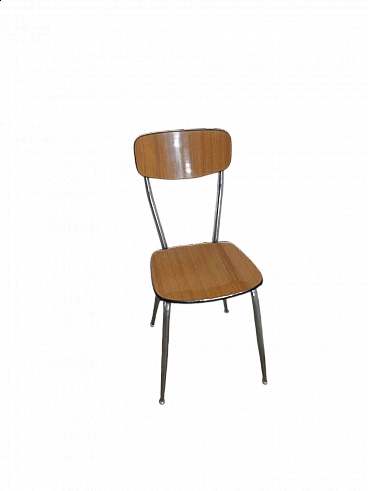 Sedia in formica marrone con struttura in metallo cromato, anni '50