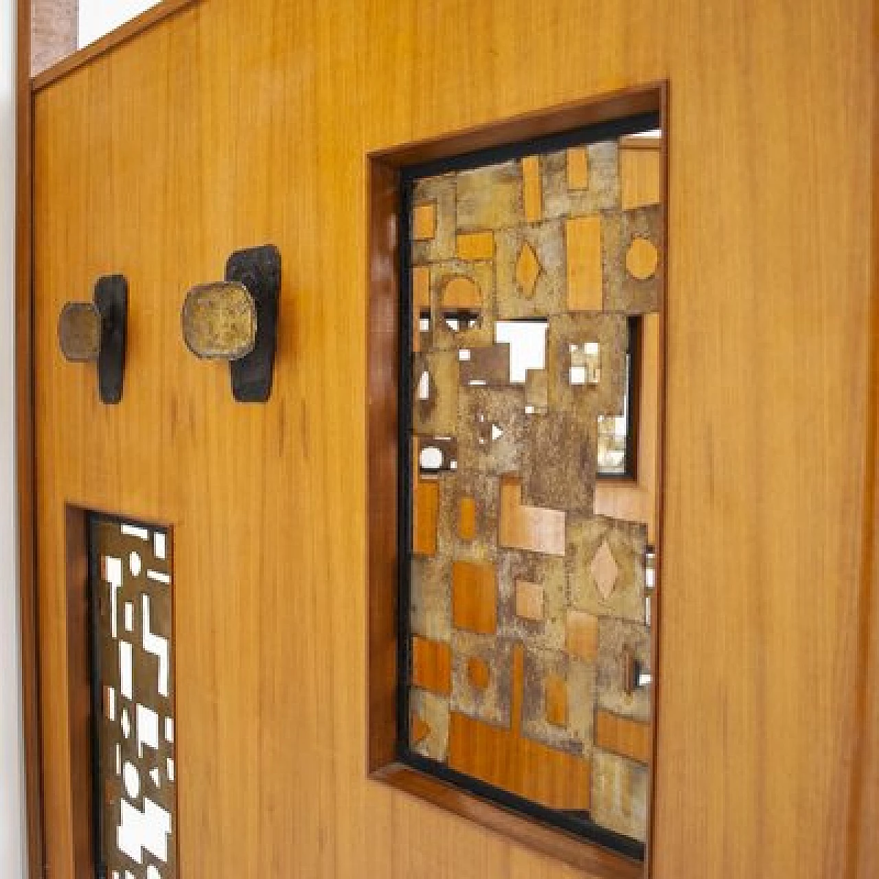 Pair of walnut and aluminium coat racks, 1960s 2