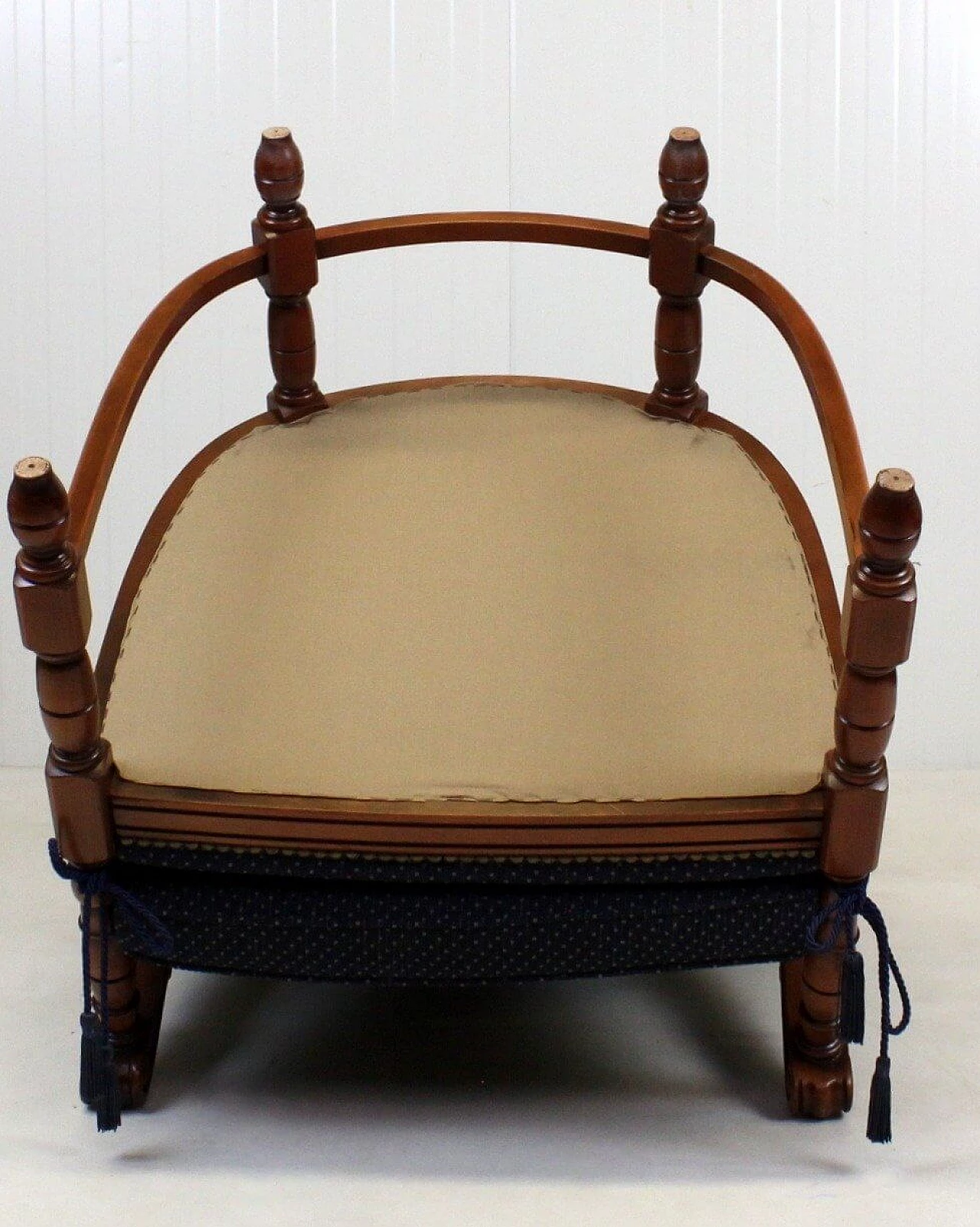 Regency style wood and blue fabric armchair, 1950s 9