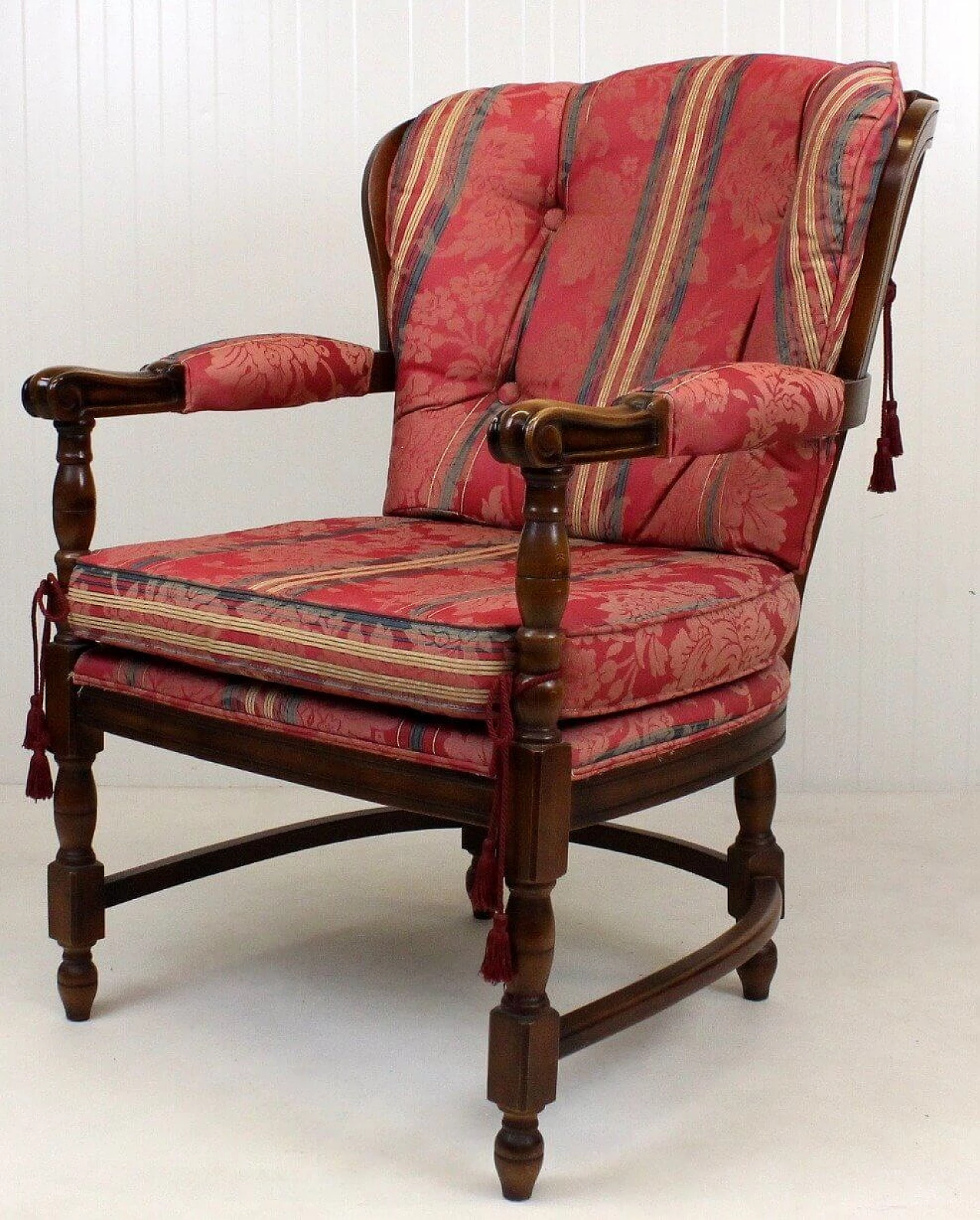 Regency style wood and fabric armchair, 1960s 2