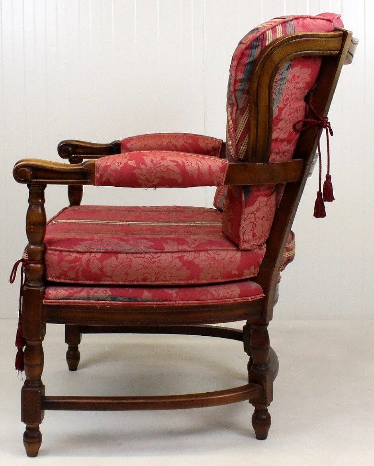 Regency style wood and fabric armchair, 1960s 3