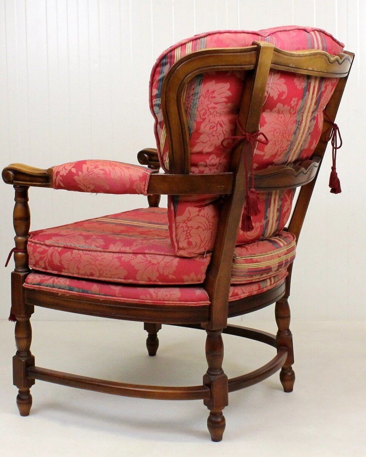 Regency style wood and fabric armchair, 1960s 4