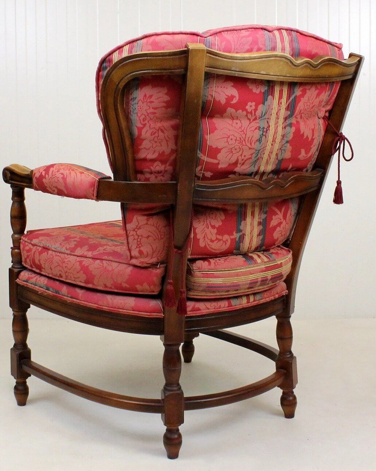 Regency style wood and fabric armchair, 1960s 6