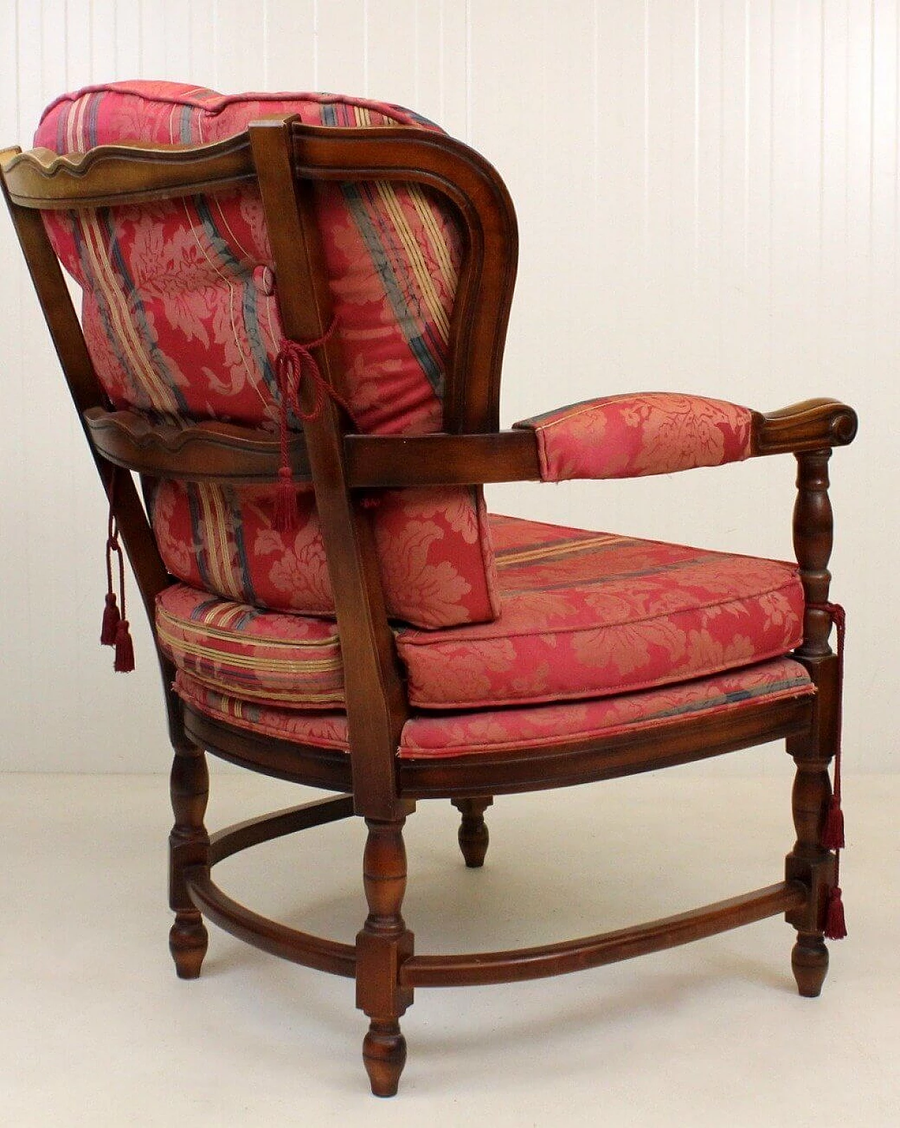Regency style wood and fabric armchair, 1960s 7