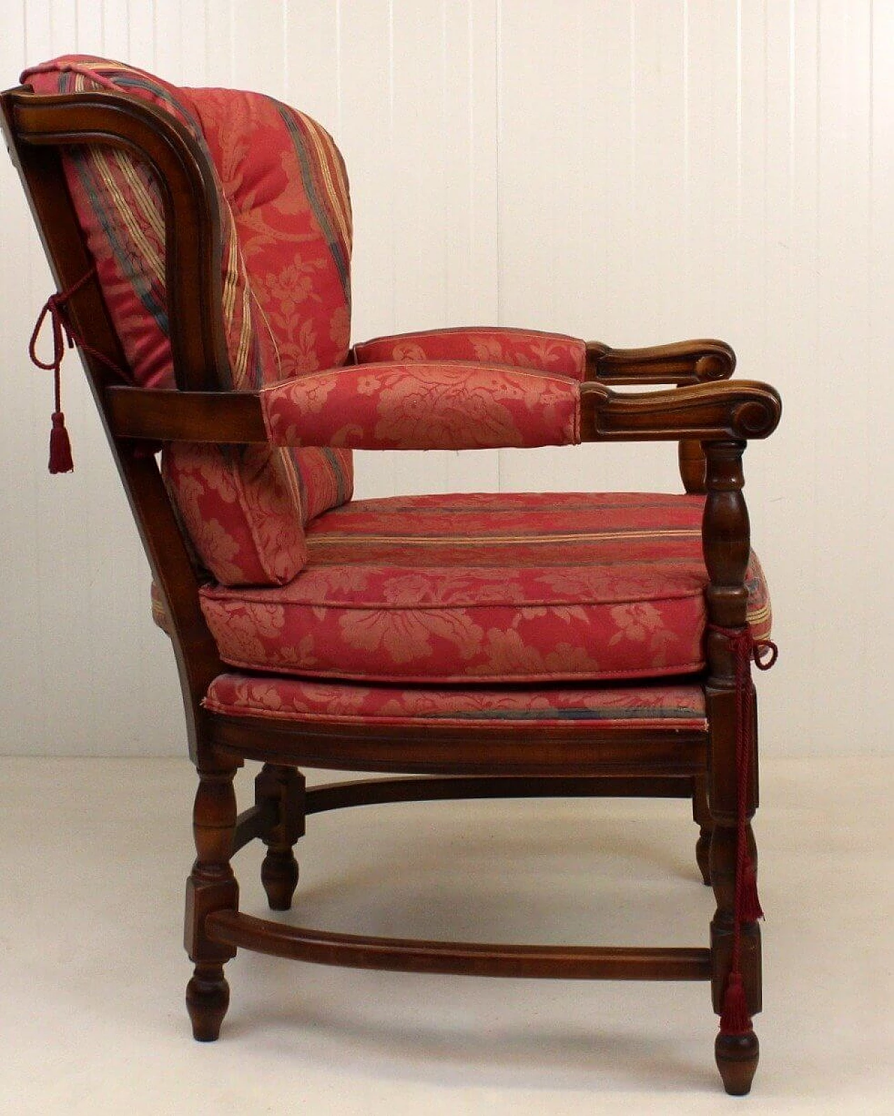 Regency style wood and fabric armchair, 1960s 8