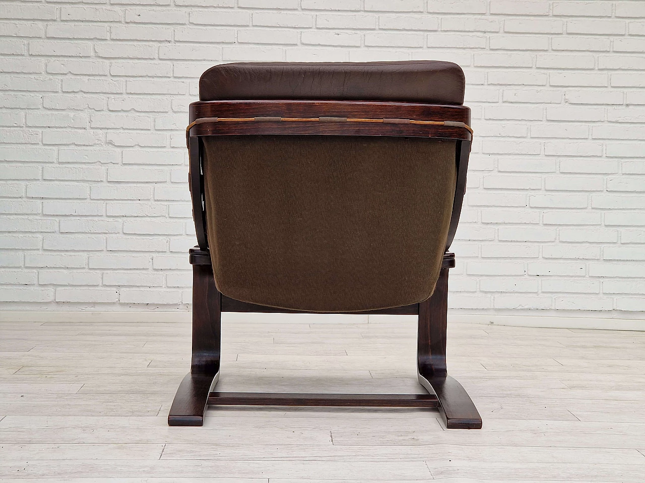 Poltrona lounge in pelle marrone di Ake Fribytter per Nelo Sweden, anni '70 15