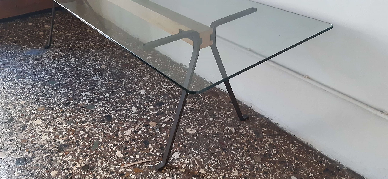 Metal, wood and crystal Frate table by Enzo Mari for Driade, 1970s 7