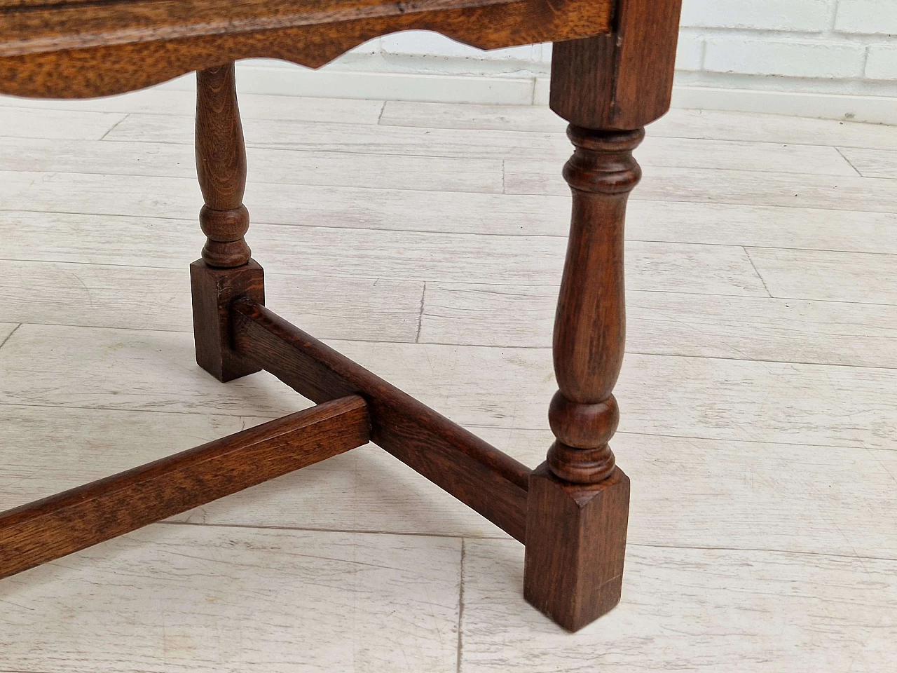 Scandinavian oak bench with sheepskin seat and cabinet, 1950s 10