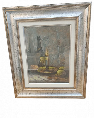 Onelio Romanello, Still life, oil painting on canvas, 1977