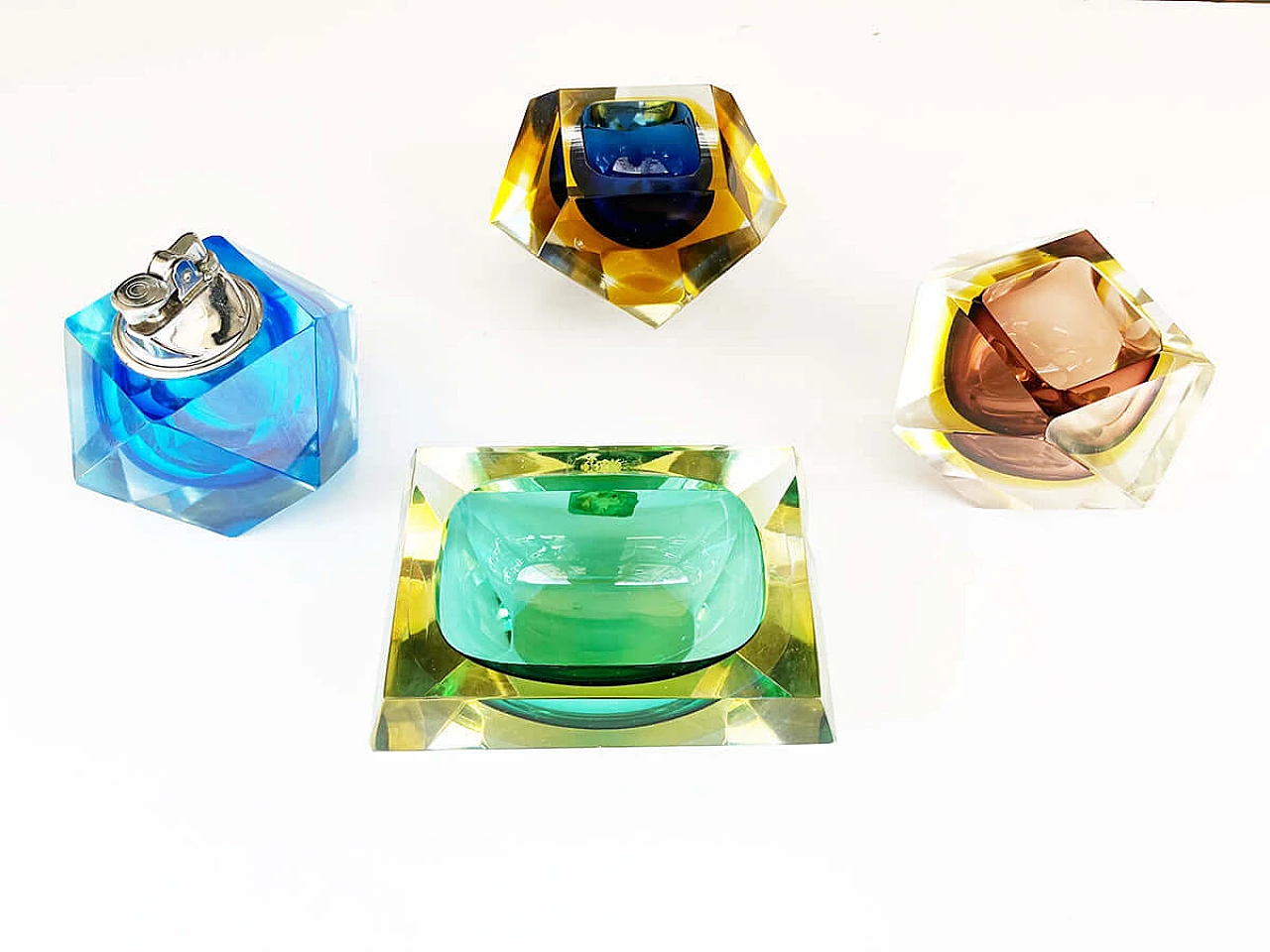 3 Murano glass ashtrays and diamond lighter, 1970s 4