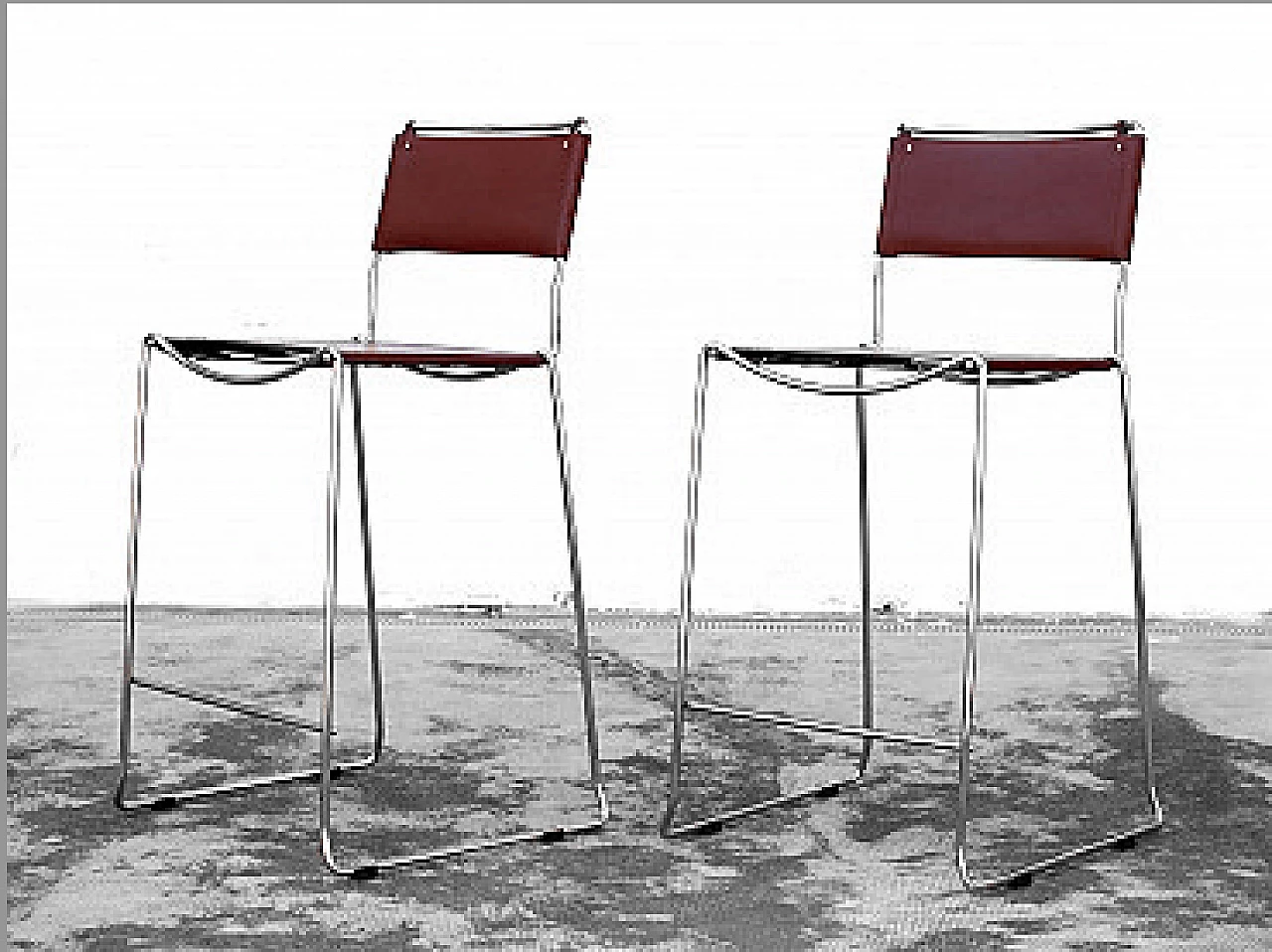 Pair of leather and metal stools by Giandomenico Belotti for Alias Italia, 1970s 1
