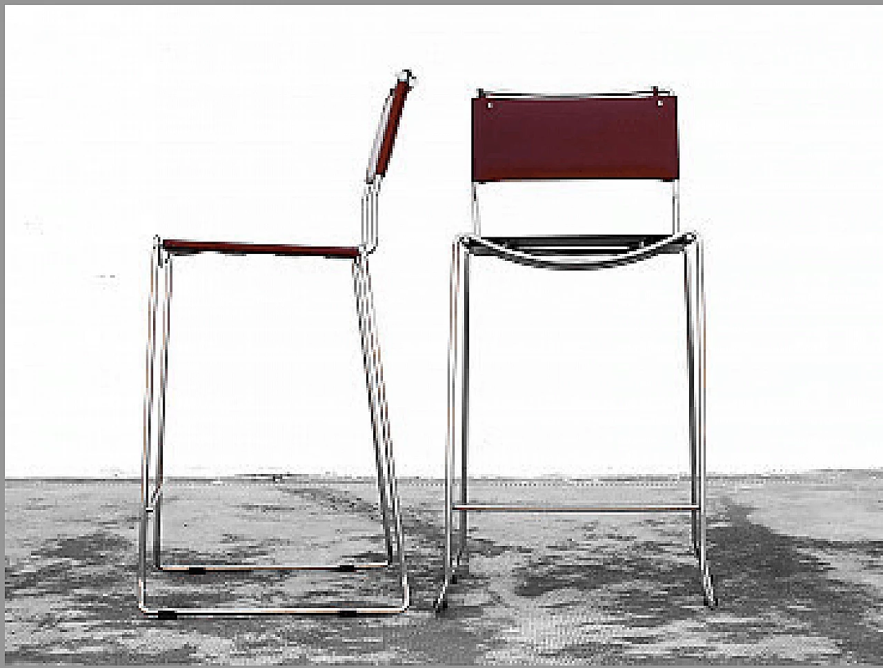Pair of leather and metal stools by Giandomenico Belotti for Alias Italia, 1970s 2