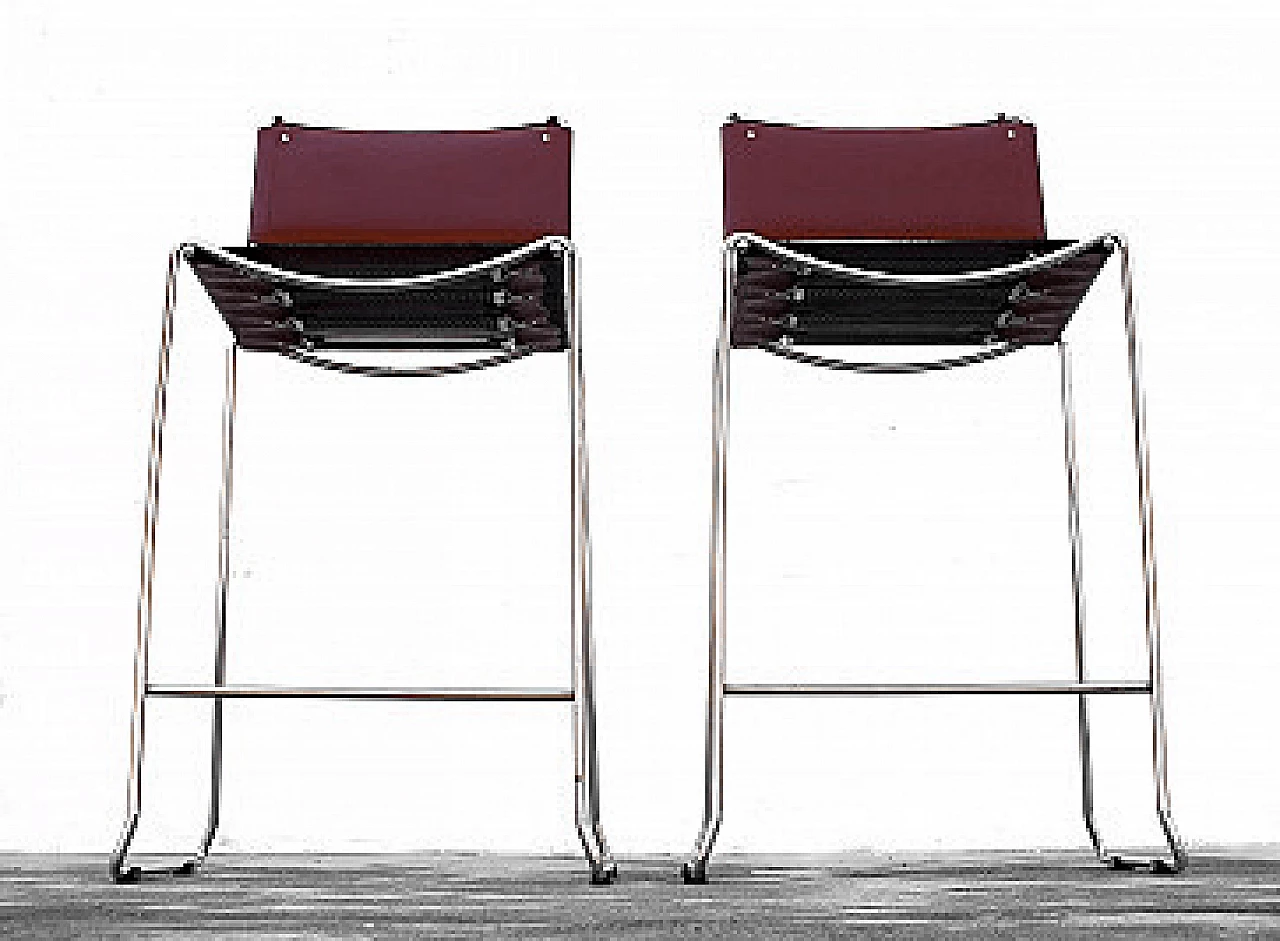 Pair of leather and metal stools by Giandomenico Belotti for Alias Italia, 1970s 8