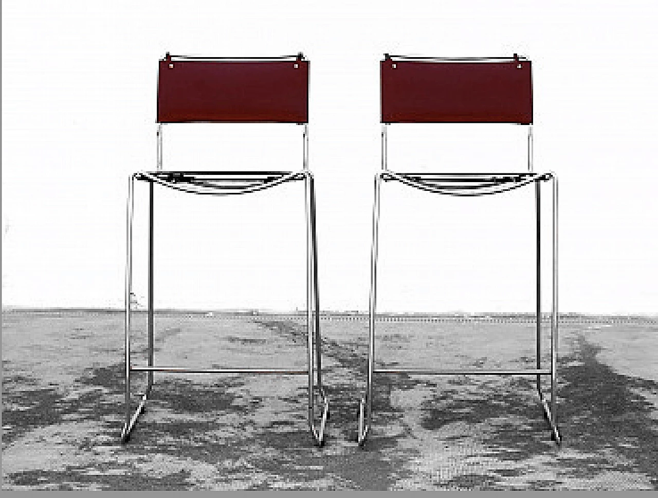 Pair of leather and metal stools by Giandomenico Belotti for Alias Italia, 1970s 9