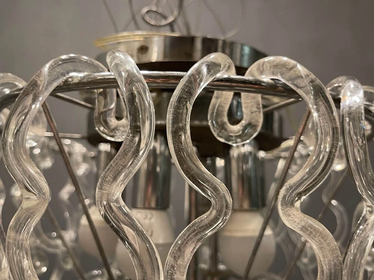 Giogali Murano glass chandelier by Angelo Mangiarotti, 1970s 4
