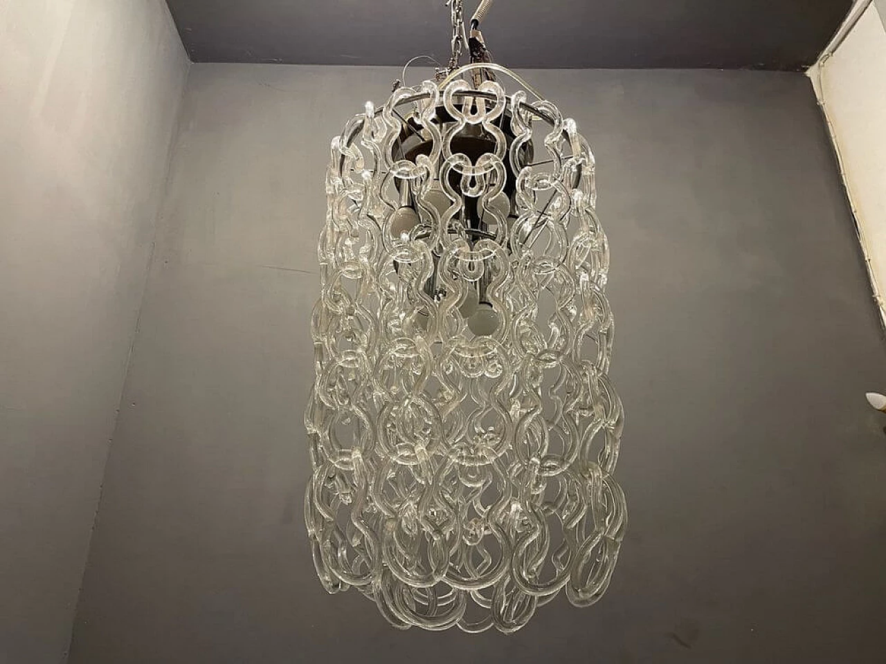 Giogali Murano glass chandelier by Angelo Mangiarotti, 1970s 5