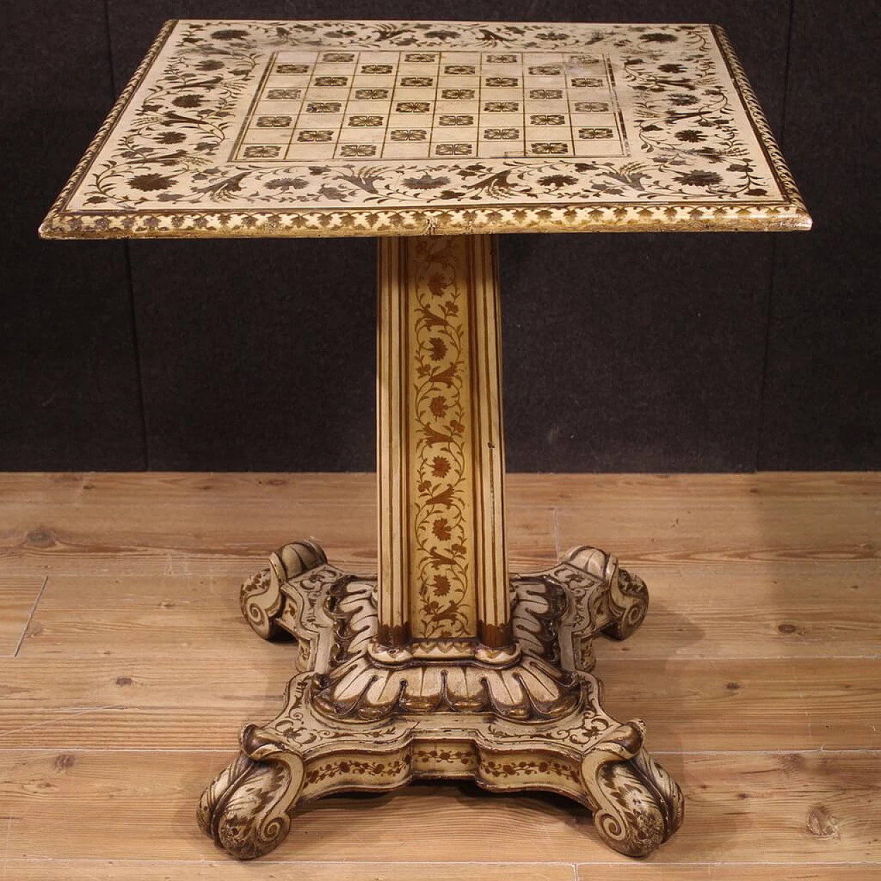 Lacquered and gilded wood game table, late 19th century 2