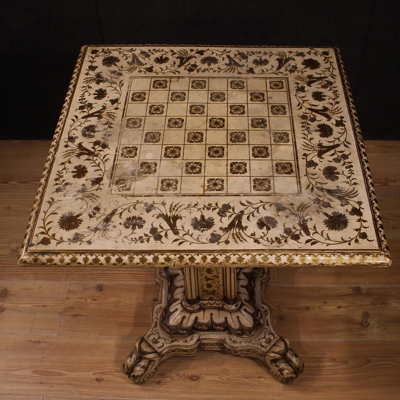 Lacquered and gilded wood game table, late 19th century 4