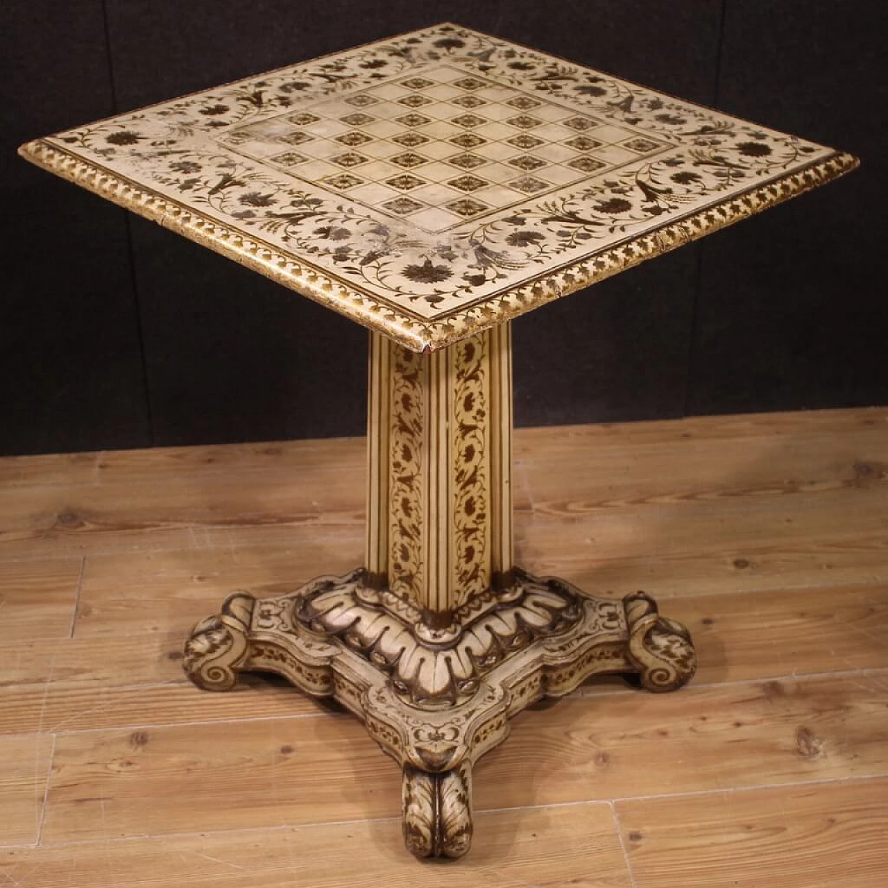 Lacquered and gilded wood game table, late 19th century 12