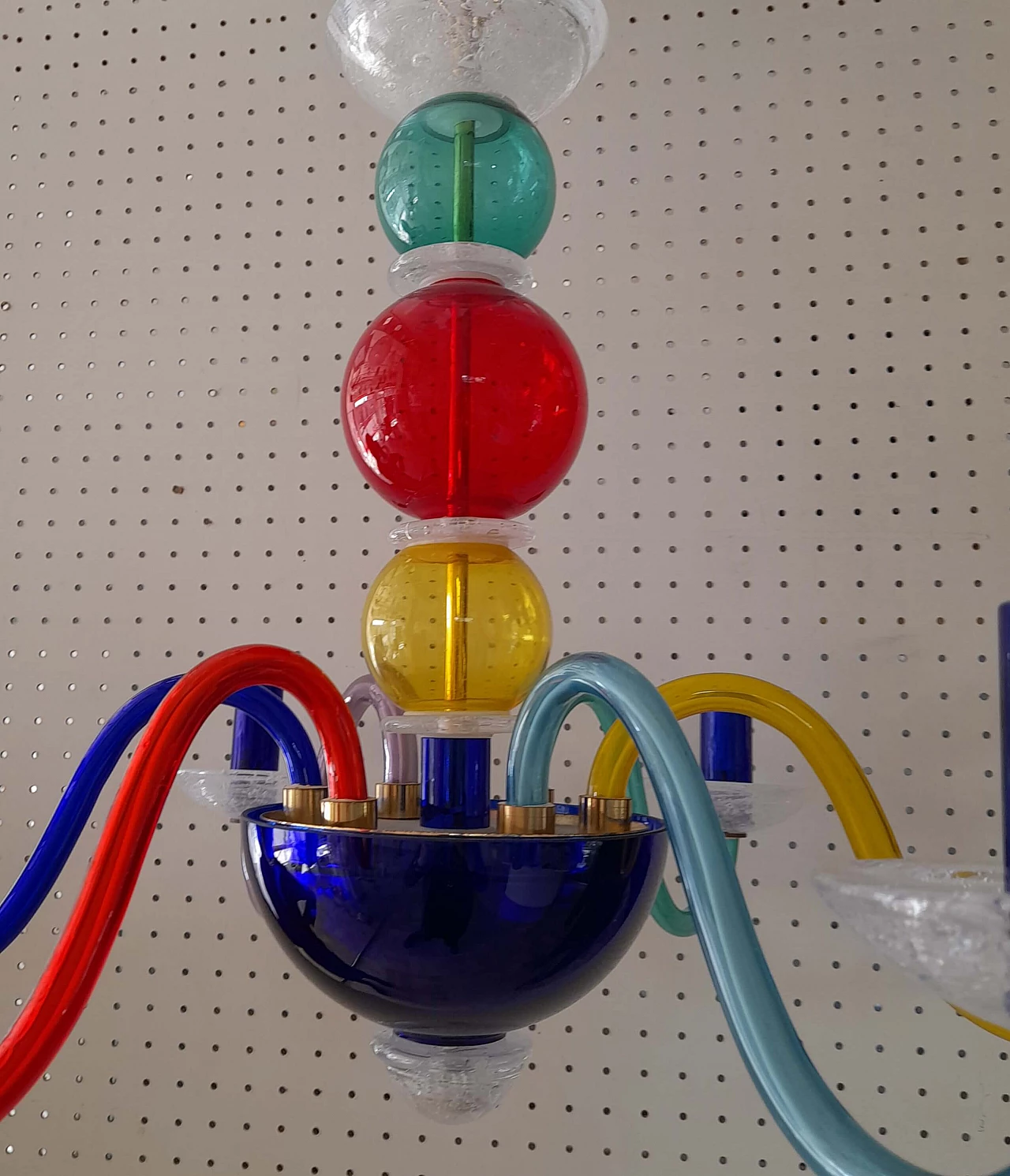 Coloured Murano glass six-light chandelier by Sylcom, 1990s 3
